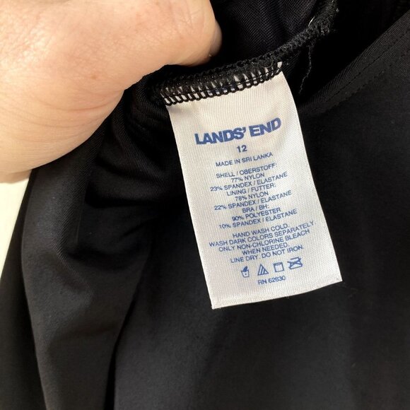 Lands End Tank One Piece Swimsuit Black 12 - Picture 2 of 9